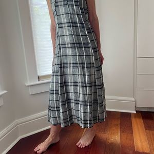 Zara 100% linen midi dress raw edge seams